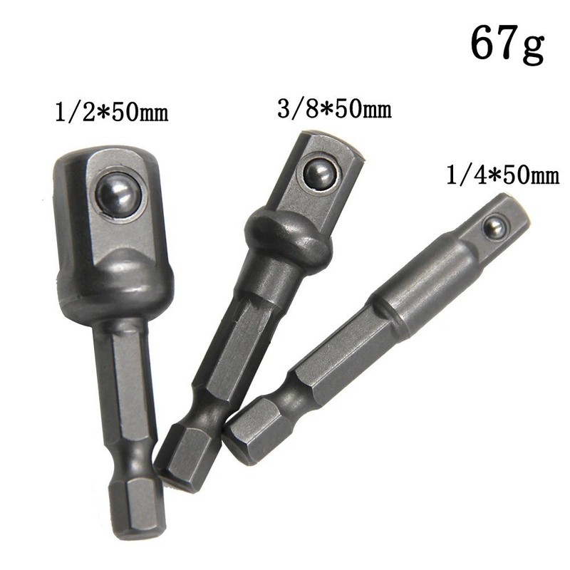 1/4" 3/8" 1/2" Socket Adapter Drill BIts Set Hex Shank Impact Driver Tools - NEW gallery