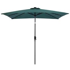 Sun-Ray 9×7 ft Rectangular Solar Lighted Market Patio Umbrella Hunter Green