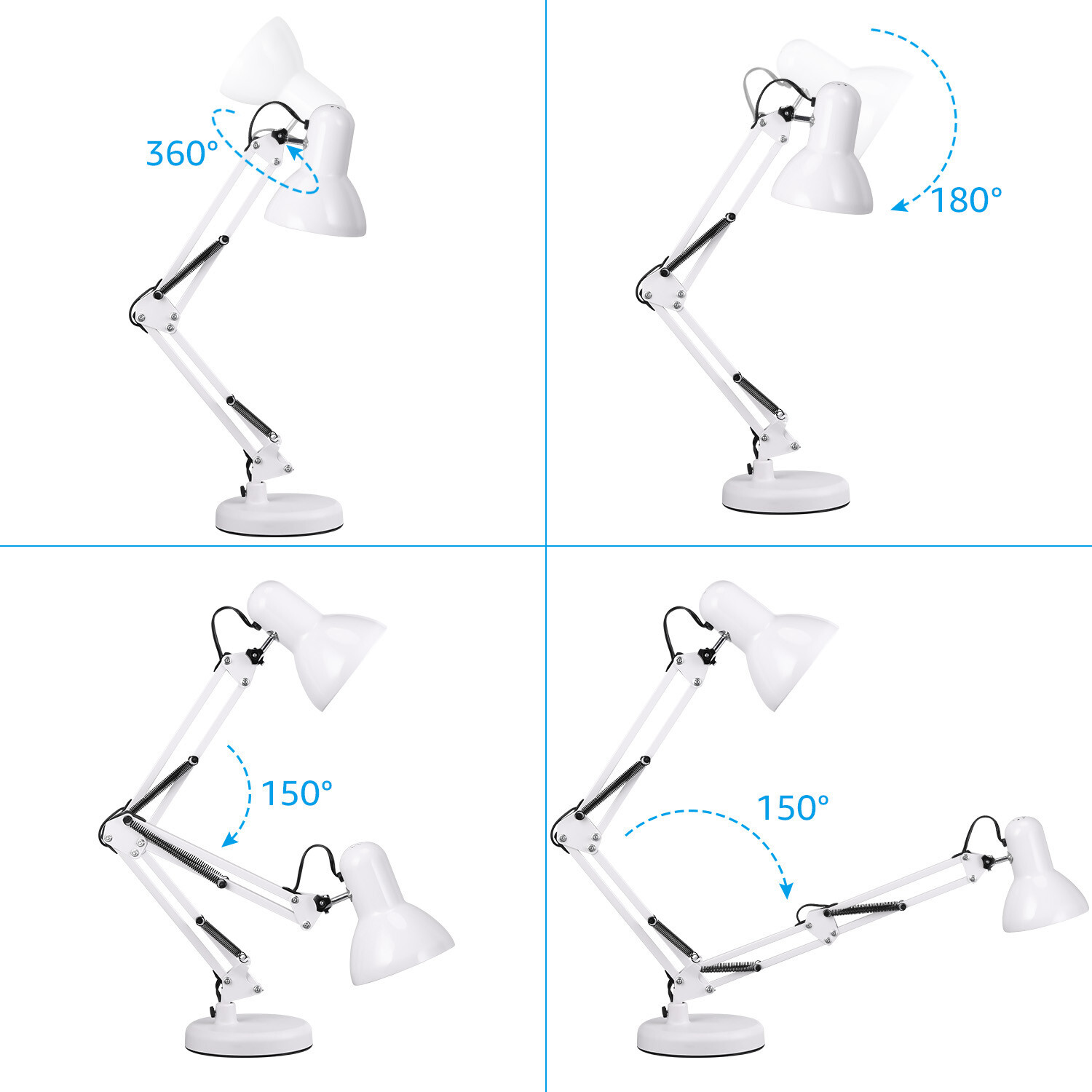 Metal Swing Arm Desk Lamp, Interchangeable Base Or Clamp, Adjustable Arm gallery