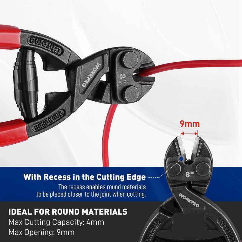 WORKPRO 8" Mini Bolt Cutter Compact Bolt Cutters for Cutting Wire Cables Chains gallery