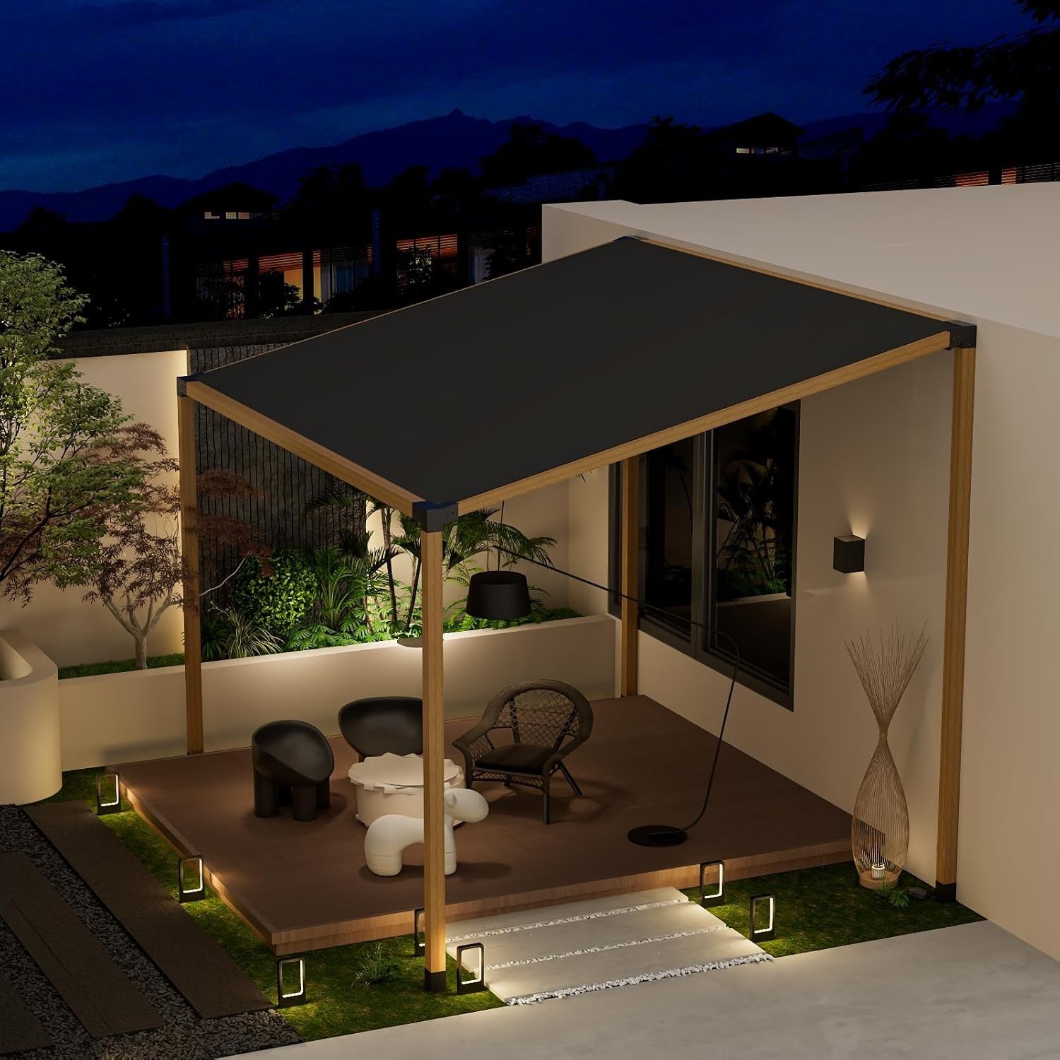 15° &75° Angled Pergola Brackets Kit, 3-Way Bracket with Post Base Kit for Log C gallery