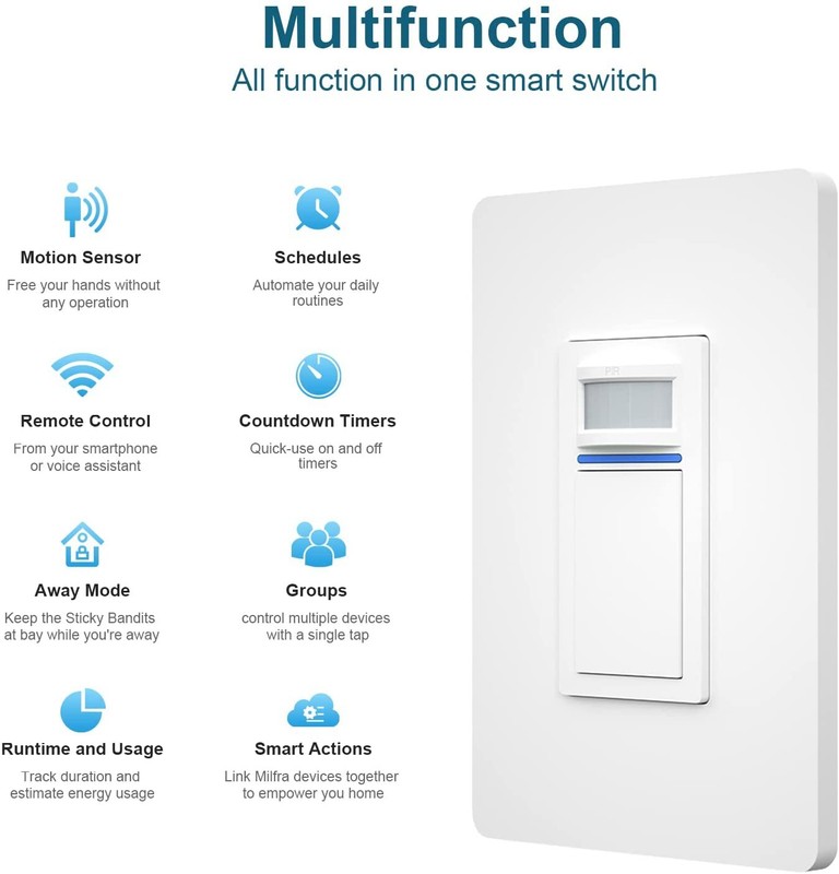 Smart Wi-Fi Motion Sensor Light Switch PIR Occupancy Work with Alexa Google Home gallery