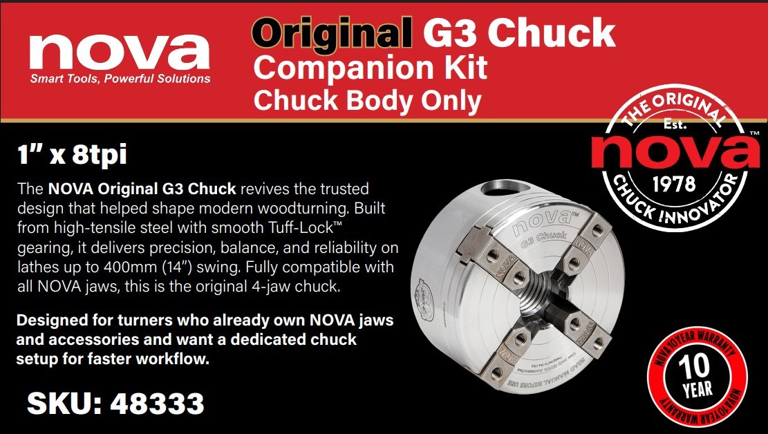 NOVA ORIGINAL G3 COMPANION CHUCK - DIRECT THREAD 1"8TPI gallery