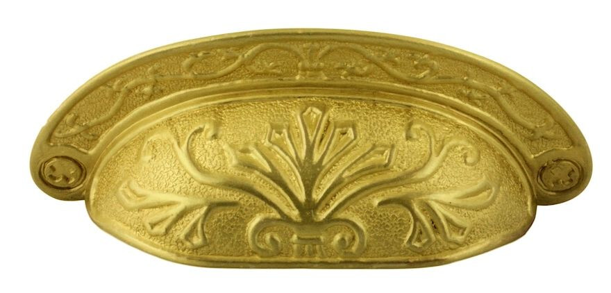 (5 Pack) 2-1/2 inch Baroque Scroll Work Cup Pull Satin Brass