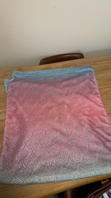 Justice GiMermaid Tail Soft Plus Blanket, Mermaid Scale, Blue Pink Omer Shimmer. gallery
