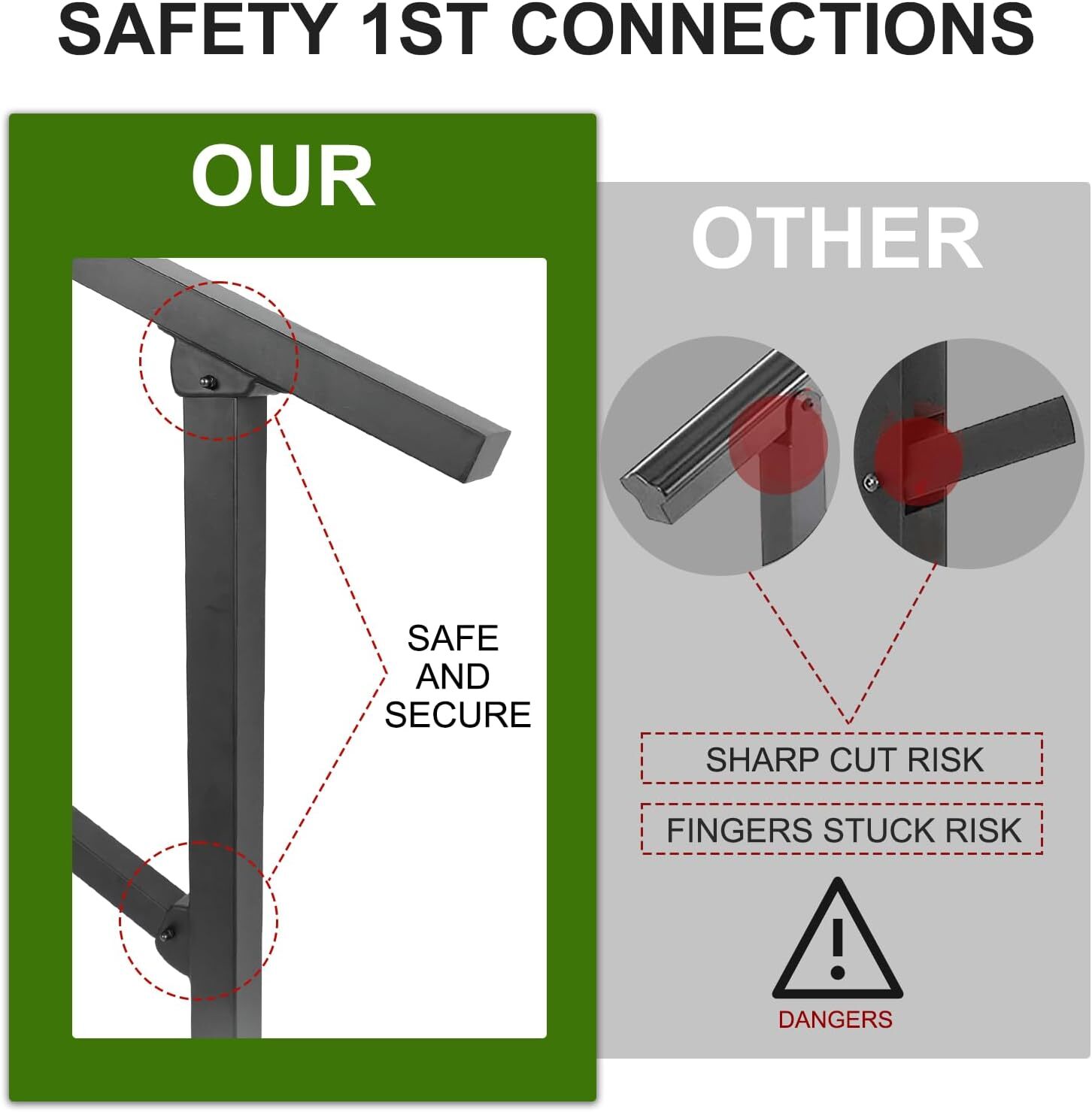 2/3/4/5/6 Steps Handrails Stair Railing Outdoor Iron Handrail Adjustable Height gallery