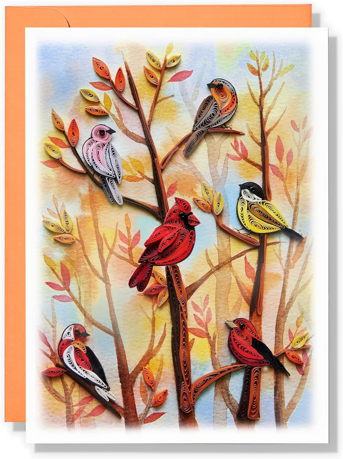 Autumn Tree and Thanksgiving Card, Quilling Art, Birds and Season Themed, Waterc gallery