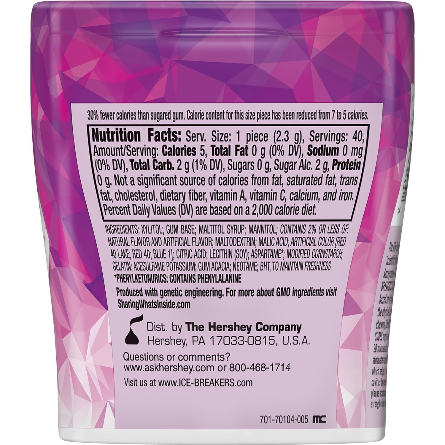 Ice Breakers Ice Cubes Sugar Free Gum with Xylitol, Raspberry Sorbet, 40 Piece gallery
