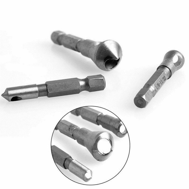 3Pcs Chamfer Countersink Deburring Drill Bits Set Kit Cutting Metal Wood Tool gallery