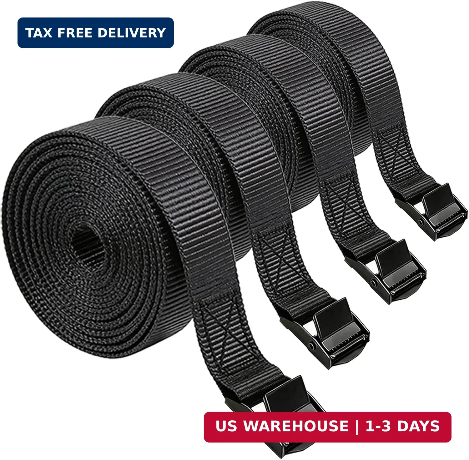 Lashing Straps with Buckles, 4Pack, 1 Inch × 5 Feet, Cargo Tie-Down Strap, Adjus gallery