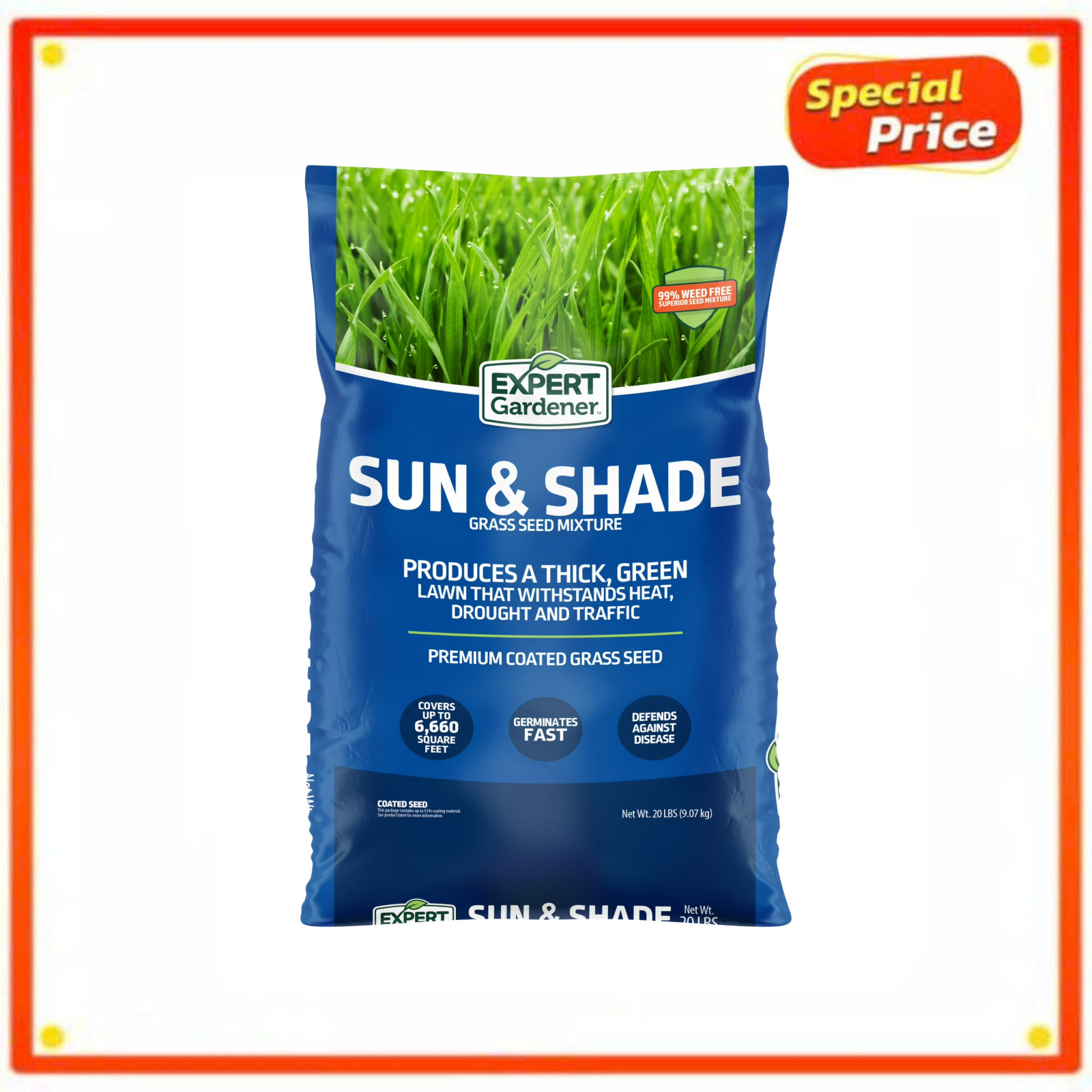 Expert Gardener Sun & Shade Southern Grass Seed Mix Sun to Partial Shade 20 lb gallery