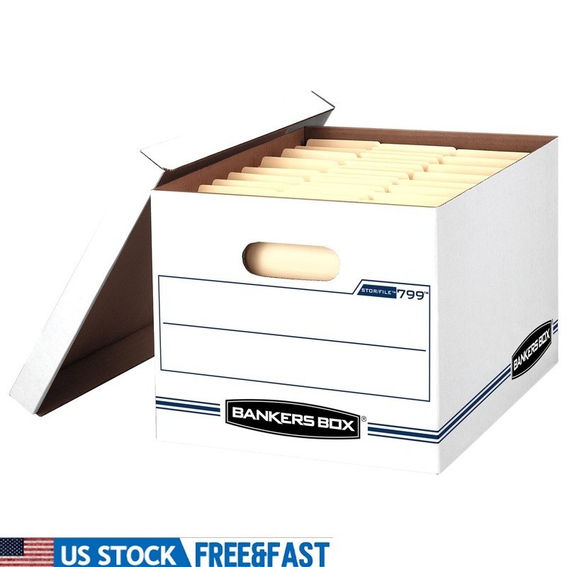 Stackable File Storage Bins 10 Pack Lift Off Lid Durable Organizing Boxes New gallery