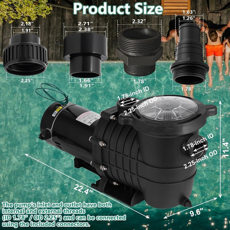 2HP Self-priming Swimming Pool Pump In/Above Ground Motor Strainer Filter Basket gallery