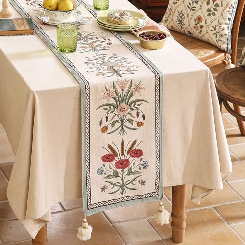 Designer Elegant Linen Table Runner 102 Inches, 12X102 Inches Serenity F gallery