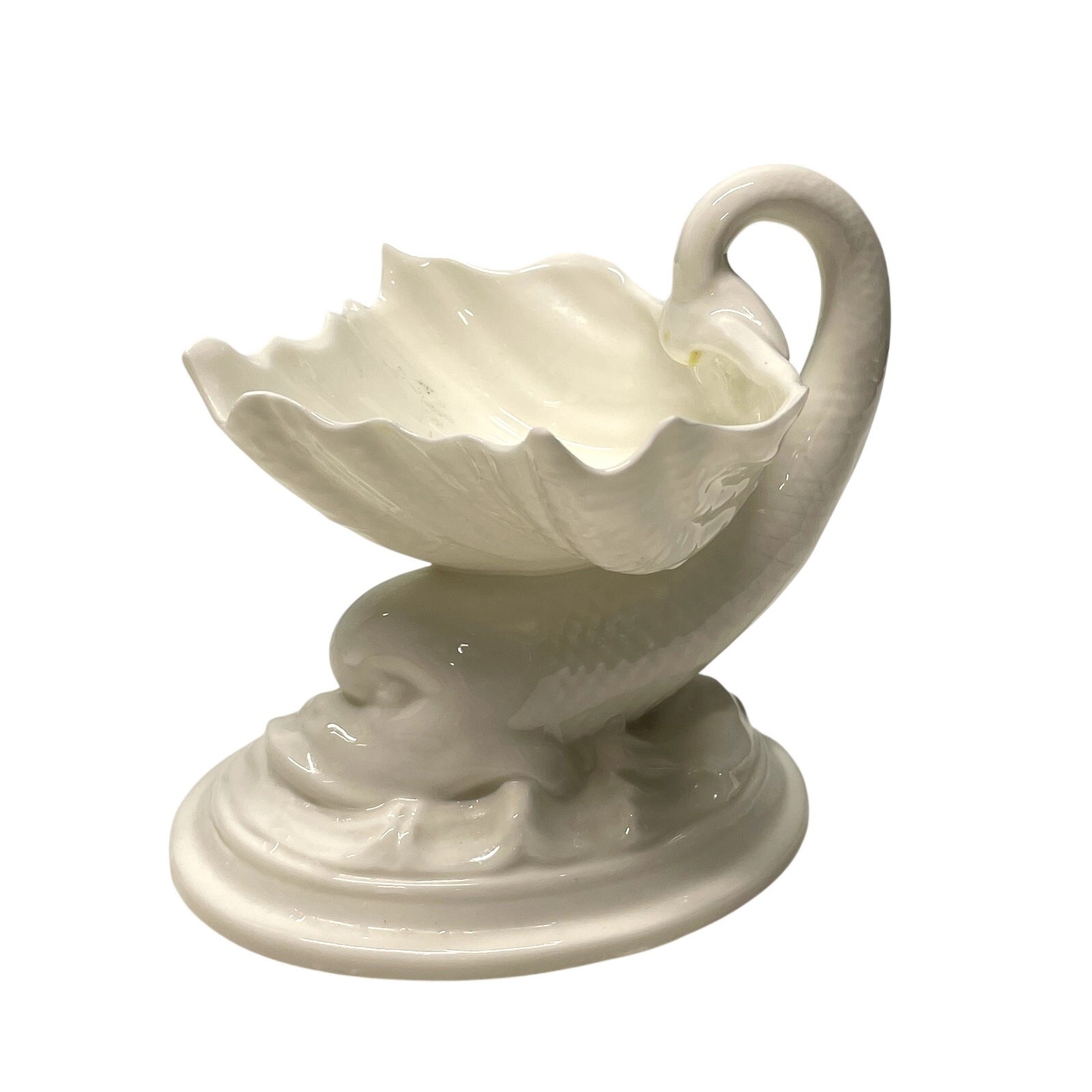 Royal Worcester Bone China White Fish Dolphin Table Salt Footed Dish 6/92 gallery