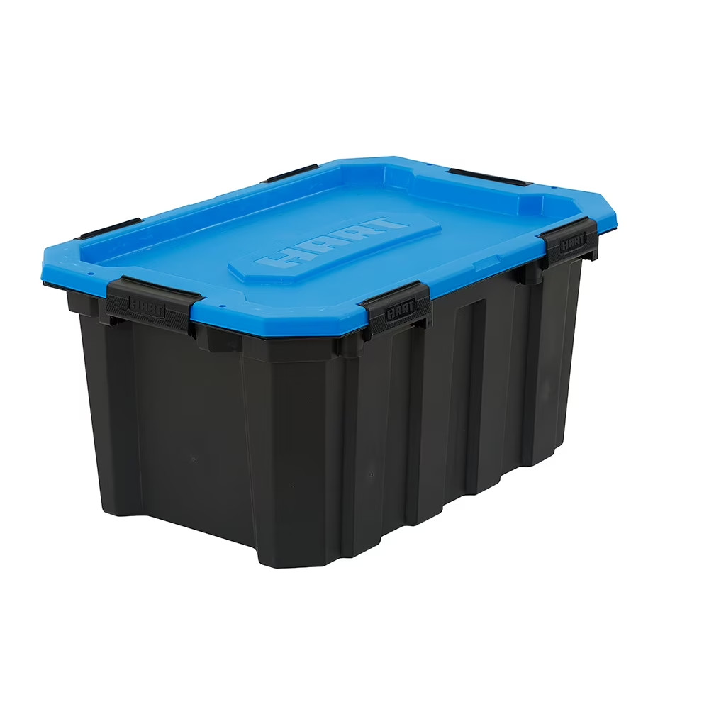 HART 24 Gallon Water Resistant Latching Heavy Duty Plastic Storage Bin, Black Ba gallery