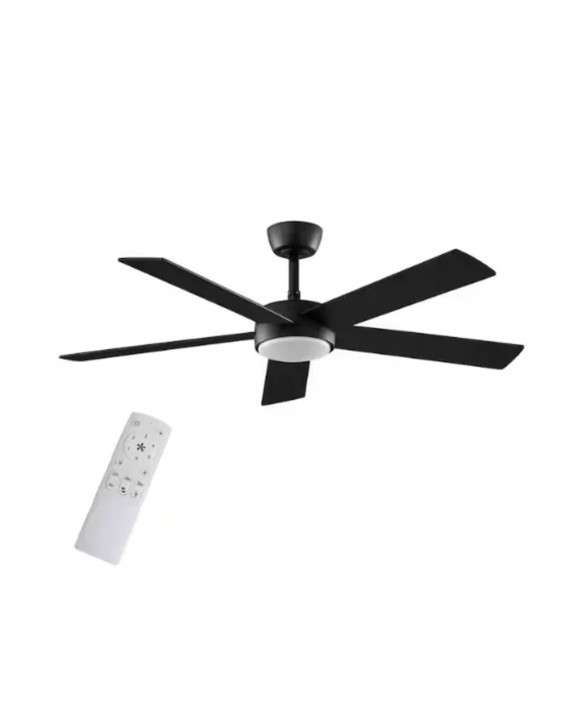Hampton Bay Verano 52" Indoor Matte Black Downrod Mount Ceiling Fan w Remote gallery