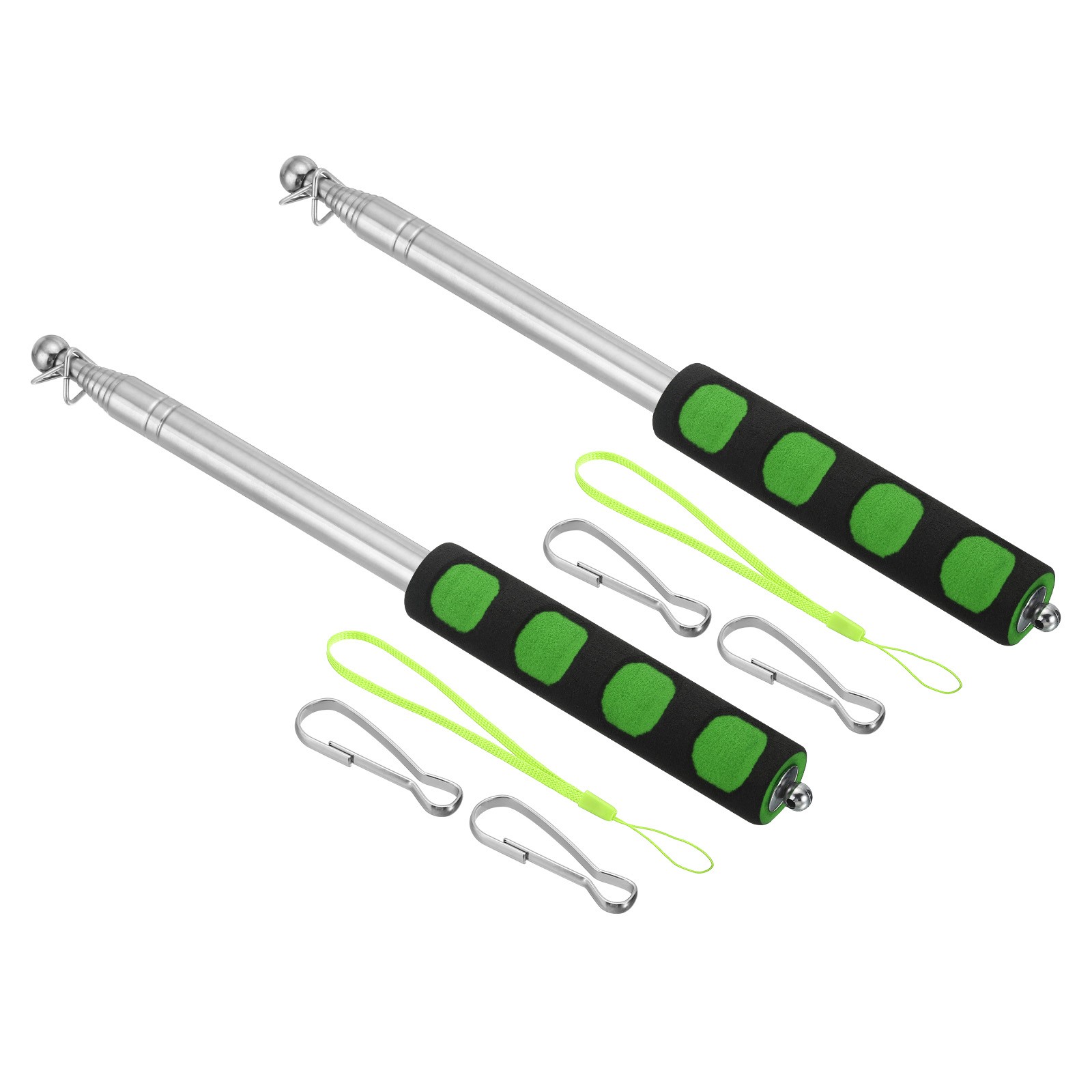 1.6M/5.2ft Telescopic Handheld Flagpole,2Set Pointer Stick w Sponge Handle Green gallery