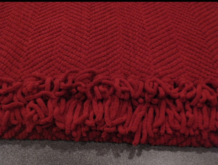 NEW RARE Pottery Barn Chunky Chenille Knit Throw Blanket 50 x 70 - Ruby Red gallery