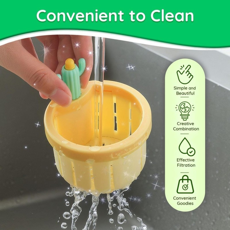 Cactus Kitchen Sink Drain Strainer Filter Self-Cleaning Automatic Dumping Basket gallery