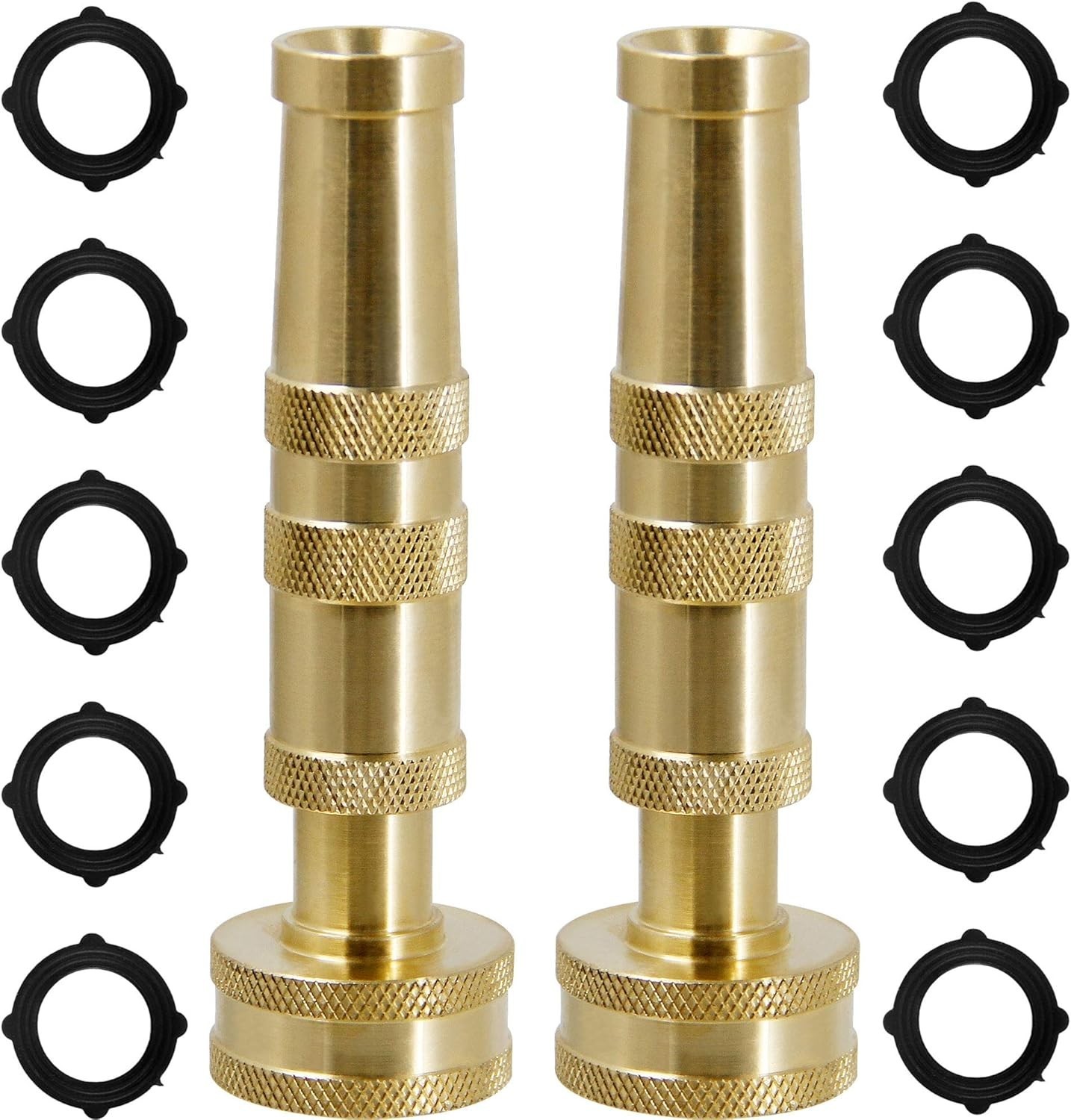 Triumpeek Solid Brass Hose Nozzle, 2 Pack 4 Heavy Duty Brass Garden Hose Noz... gallery