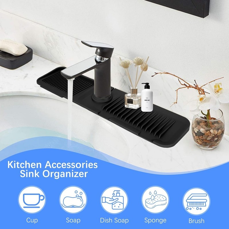 Kitchen Faucet Sinks Splash Guard Silicone Drain Pad Water Catcher Tray Slip Mat gallery