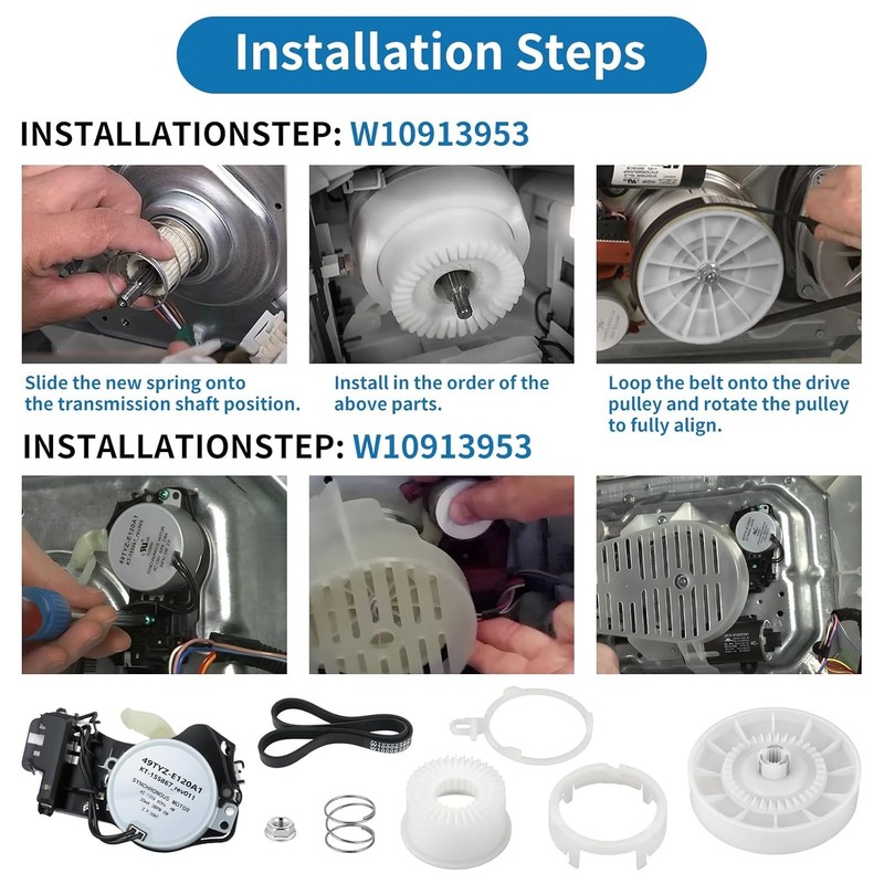 W10913953 Washer Shift Actuator+Washer Pulley Clutch Kit+Belt for Amana gallery