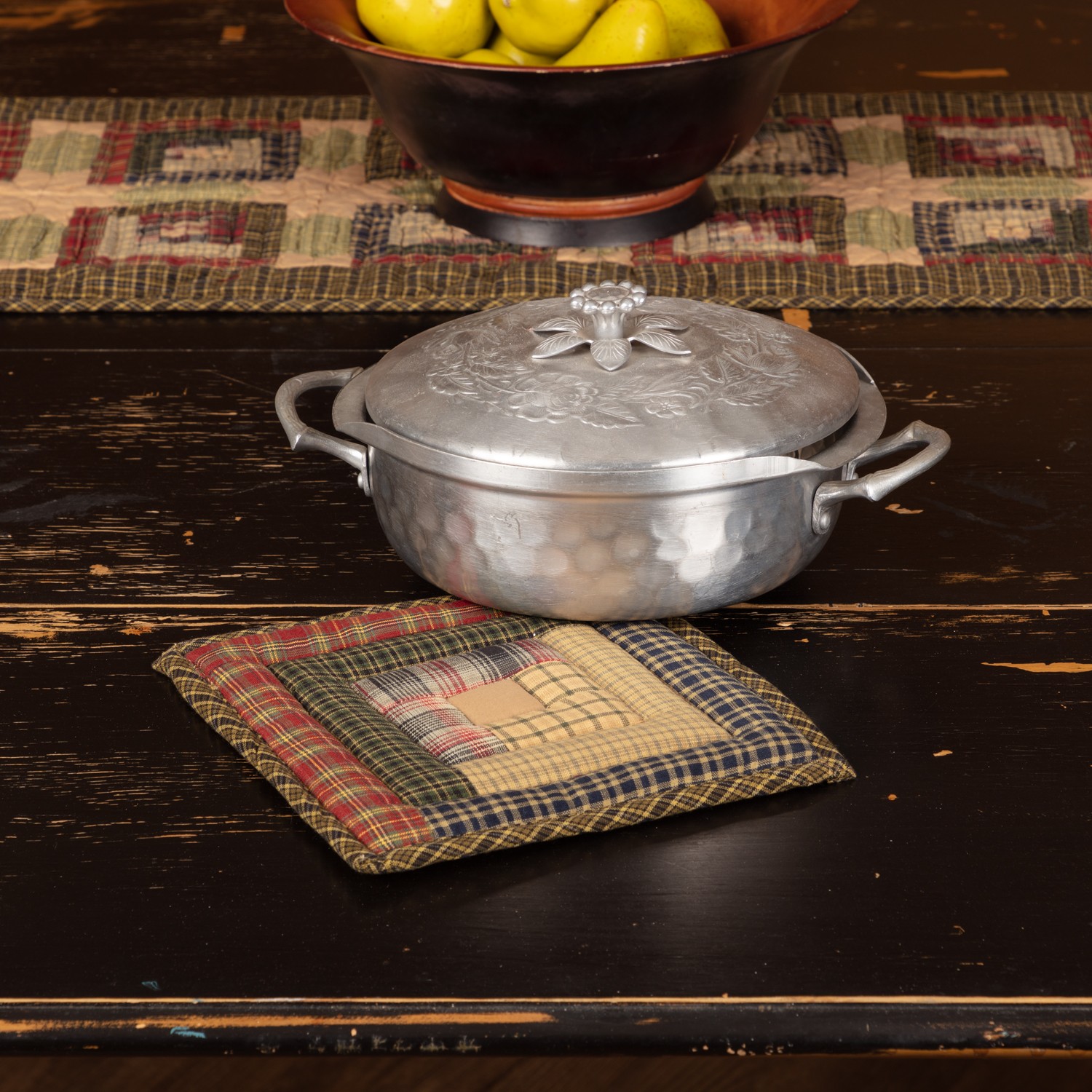 Pot Holder Tea Cabin Rustic 8x8 Quilted Patchwork Kitchen Table Decor VHC Brands gallery