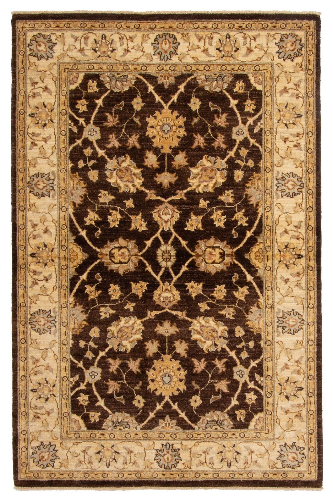 Traditional Dark Brown Hand-knotted Area Rug 4'1" x 6'2" Oriental Wool Carpet gallery