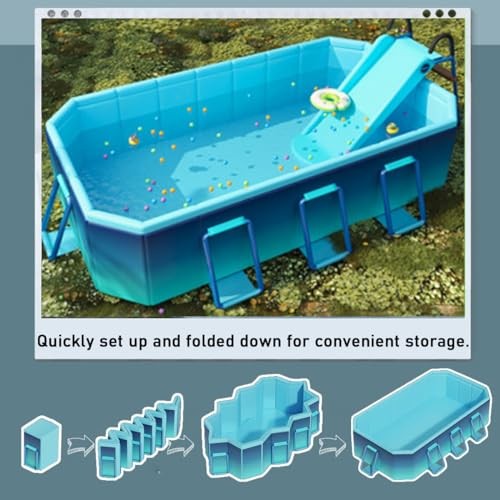 Foldable Pool, 118″ Large Kiddie Pool, Non-Inflatable X-Large Glacier Blue gallery