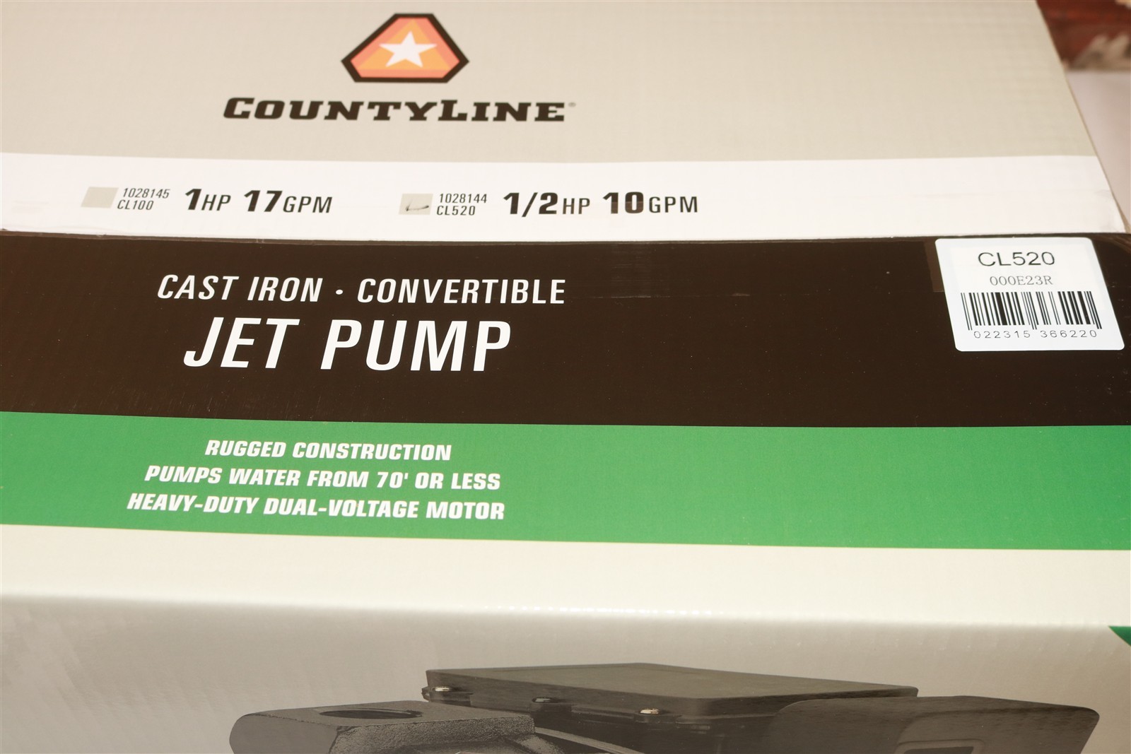 COUNTYLINE 1/2 HP 115V Cast Iron Convertible Jet Pump 10 GPM CL520 NIB gallery