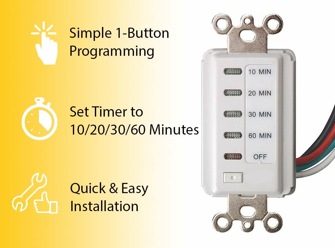 Electrical Bathroom Fan Auto Shut Off Switch Timer, 60-30-20-10 Minute Countdown gallery