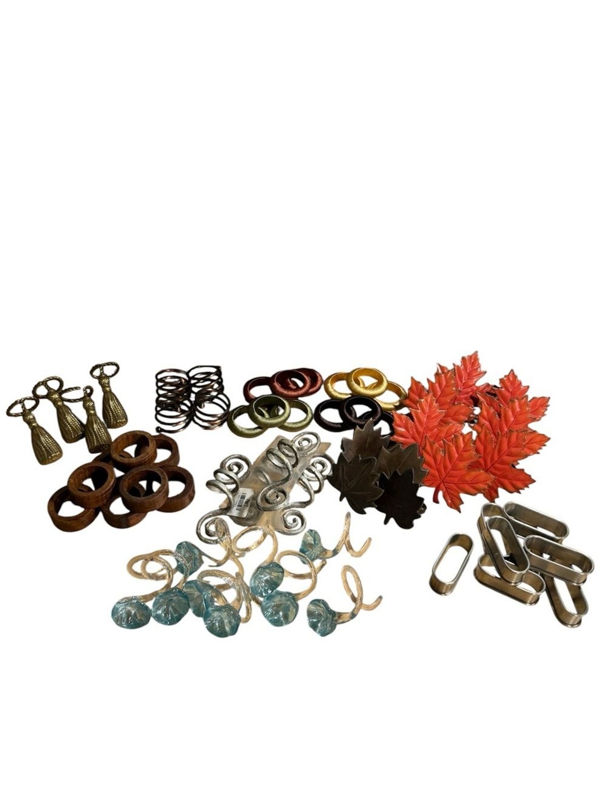 Napkin Rings Sets Lot Autumn Fall Mixed Materials Metals Glass Wood gallery