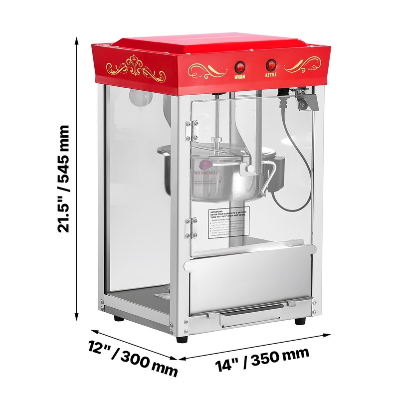 Uimoso Countertop Popcorn Maker with 800W Power 8oz Kettle, 48-Cup Capacity, Red gallery
