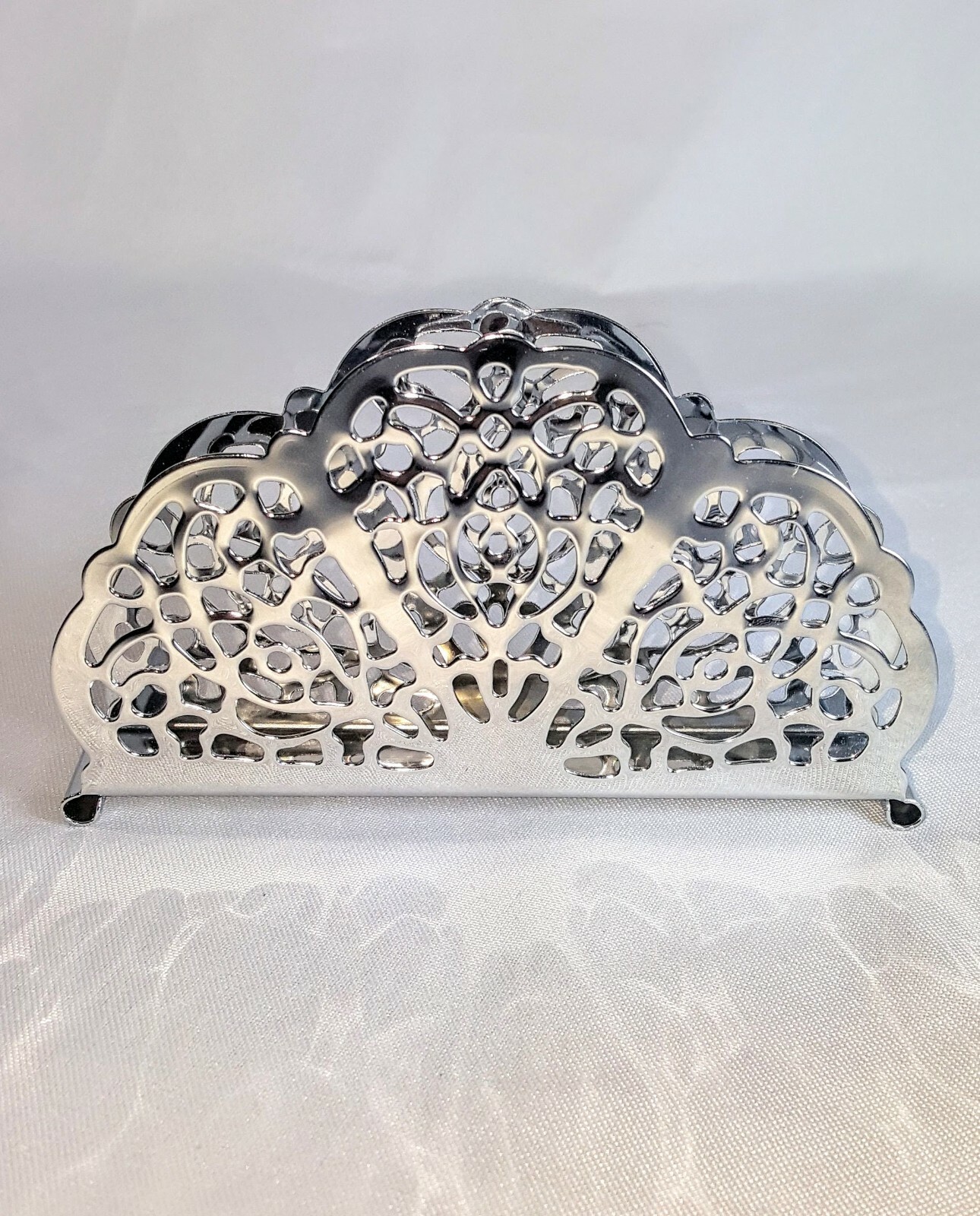 Mid Century Filigree IRVINWARE Chrome Napkin Holder 1971 with Box EC Vintage gallery