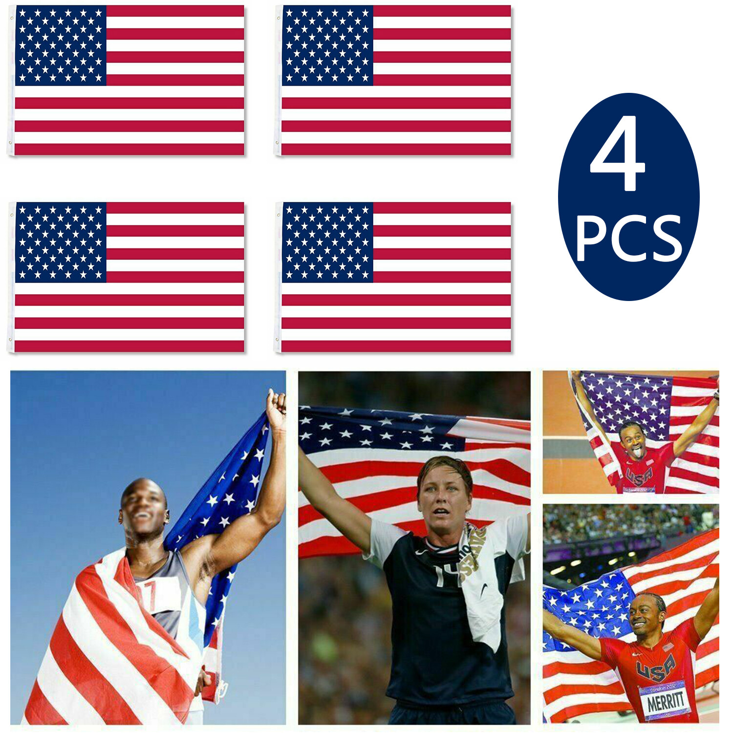 4*2x3FT Premium USA Flag Canvas Header Brass Grommets Wind Resistant Dekoration gallery
