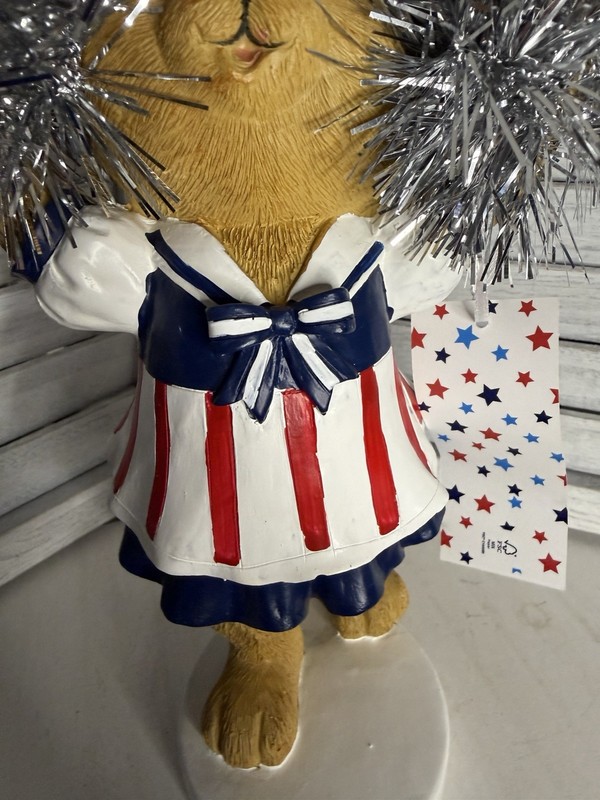 ❤️🤍💙NWT Stars & Stripes Americana Cheerleader Teddy Bear Figure gallery