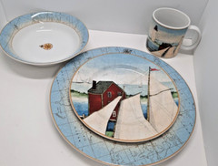 The Sakura Table Ware Lighthouse Harbor David Carter Brown 4pc Place Setting