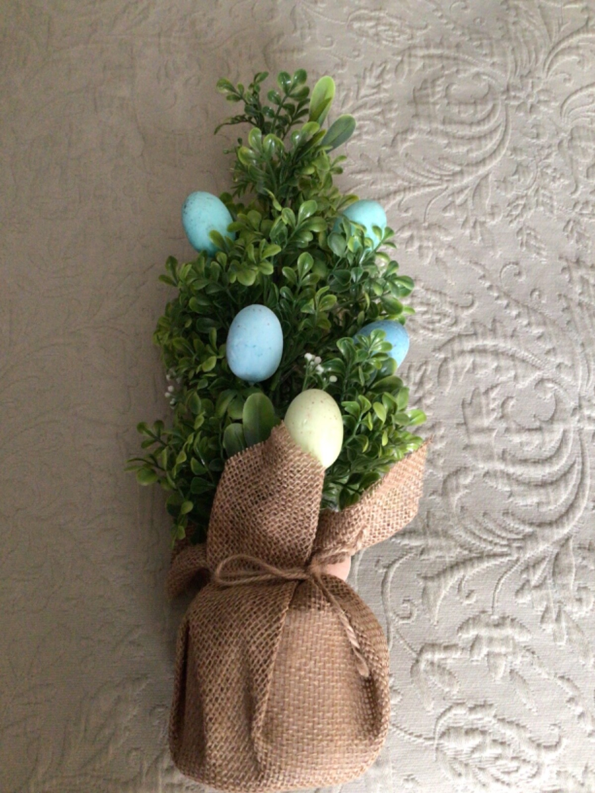 NWT EASTER EGG Topiary Artificial Tree in Burlap wrapped base 18-20” H NWT gallery