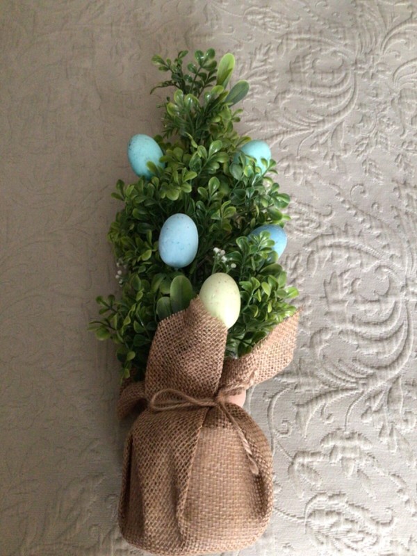 NWT EASTER EGG Topiary Artificial Tree in Burlap wrapped base 18-20” H NWT gallery
