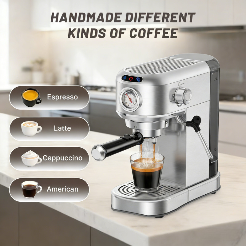 20 Bar Compact Espresso Machine with Milk Frother & 34oz Removable Water Tank gallery