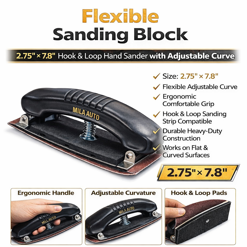 2.75" x 7.8" Hook & Loop Hand Sanding Block Auto Body Sandpaper Holder gallery