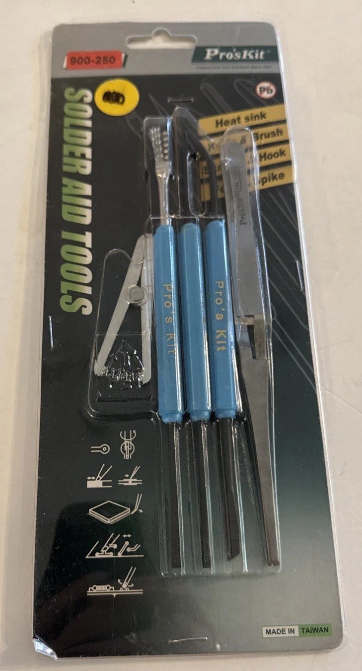 Pro'sKit 900-250 Solder Aid Tool Set w/Reverse Tweezers and Heat Sink gallery