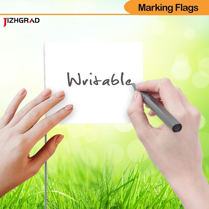 200Pack White Marking Flags, 15x4x5 Inch Marker Flags Use for Yard & Lawn, Bo... gallery