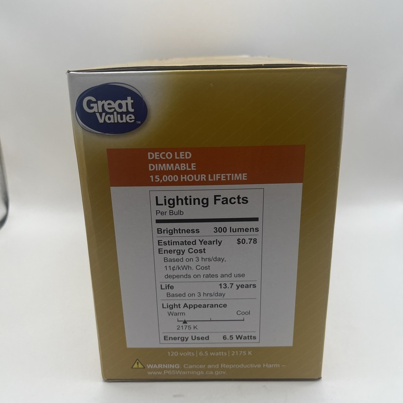 GV Vintage Retro Edison Light Bulb 60W Equivalent Dimmable LED G40 E26 2 Pack gallery