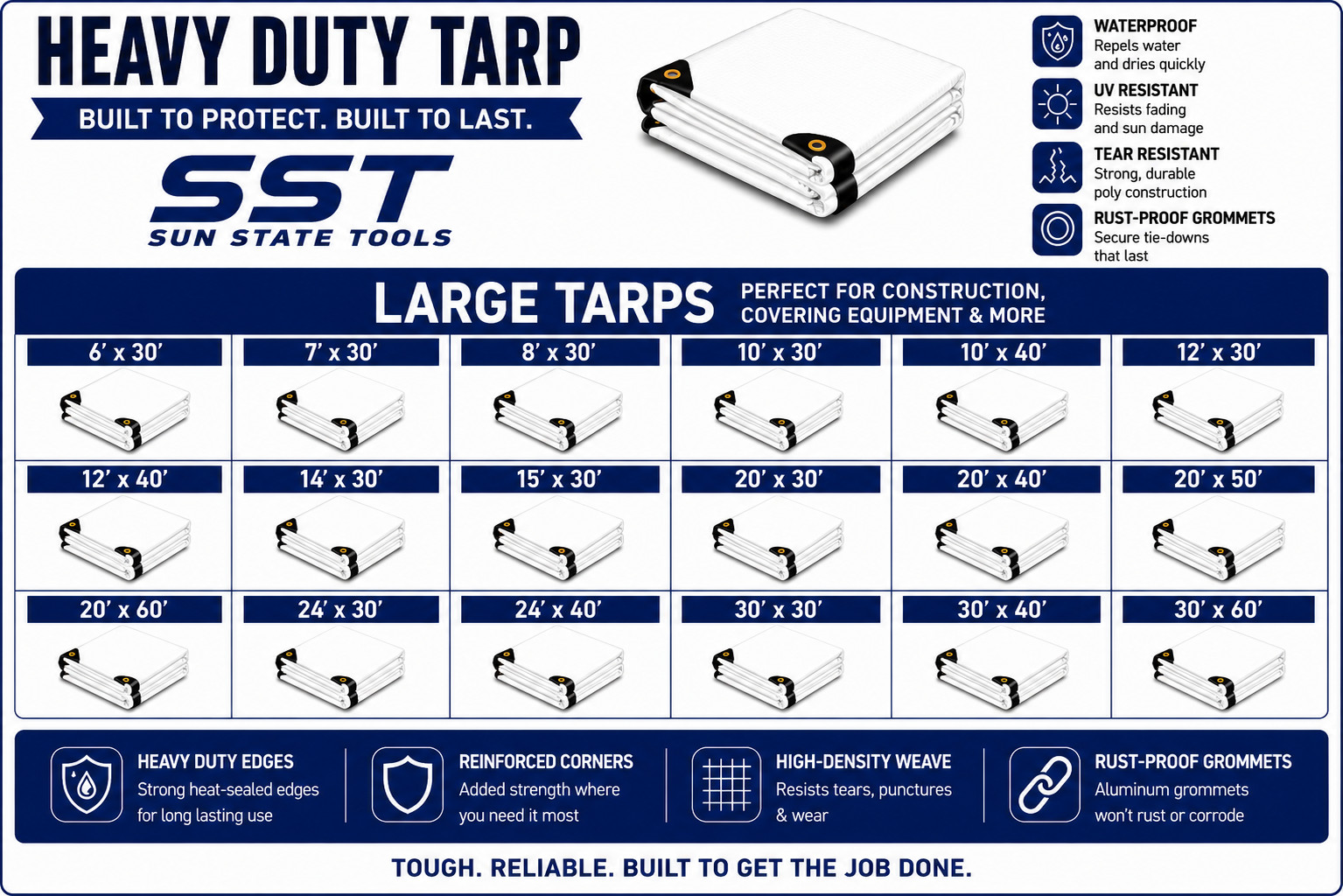 Heavy Duty Silver Poly Tarp 12 Mil Waterproof Construction Cover All Sizes gallery