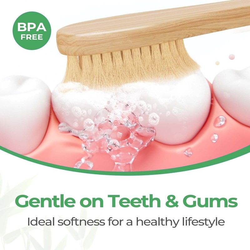 GENKENT 12 Counts Bamboo Toothbrushes BPA Free Soft Bristles Travel Toothbrush N gallery