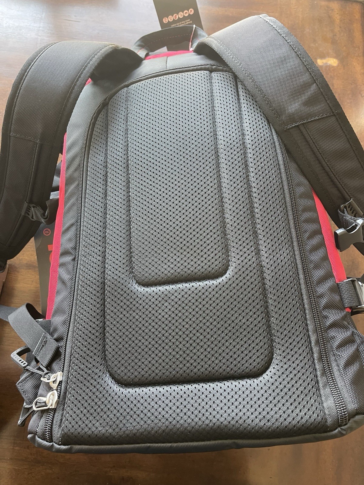 CSCL Red Black Hiking Backpack Zipper Buckle Adjustable Straps Padded Back 4