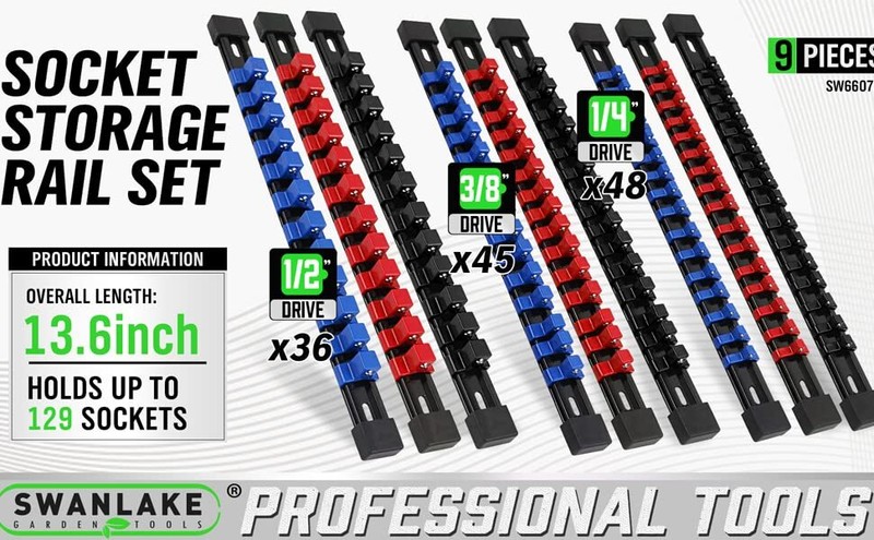 9PCS ABS Socket Organizer Portable Socket Rail Holder for Toolbox 1/4" 3/8" 1/2" gallery