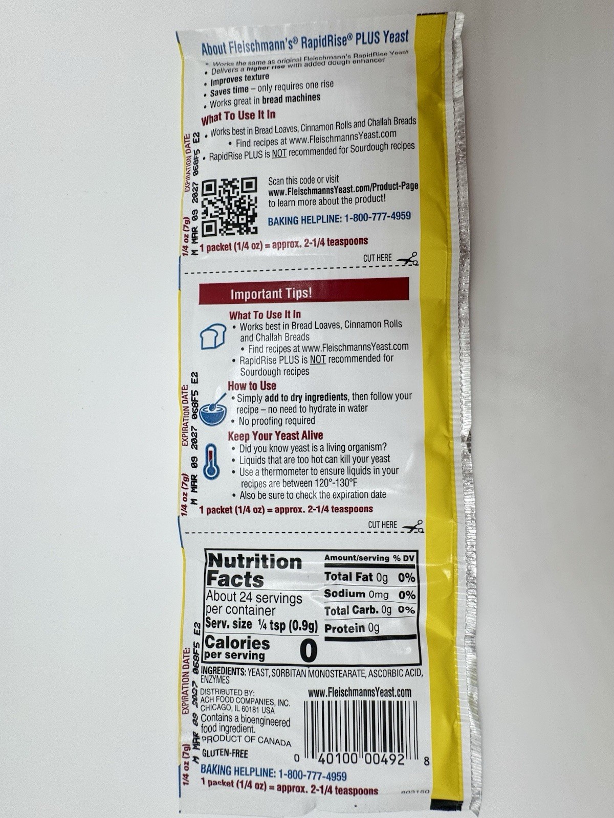 5 Strips Fleischmann’s Rapid Rise Plus Instant Yeast Packets | Exp 03/2027+ gallery
